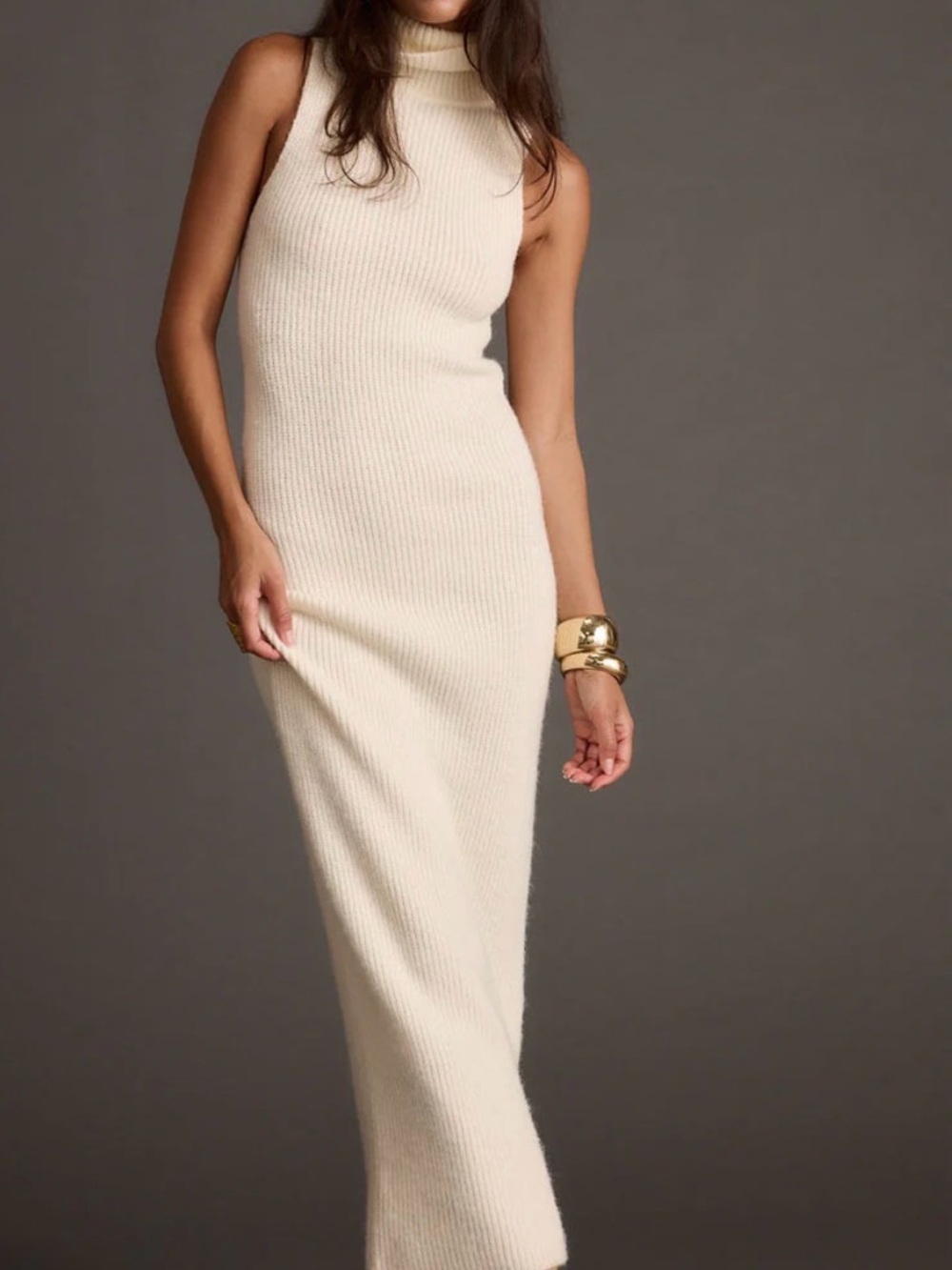 12th tribe sleeveless Ribbed Turtleneck Maxi Dress - * In black not cream